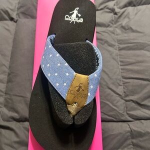 Corkys Starry Blue and Black Sandals